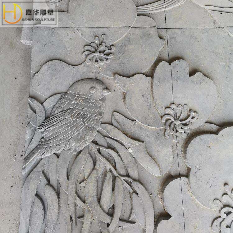 晚霞红汉白玉浮雕壁画大理石浮雕石头壁画天然石材别墅中式庭院