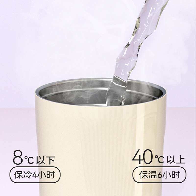 杯具熊透视咖啡杯不锈钢镜面成人办公吸管杯美式两用随手杯家居水