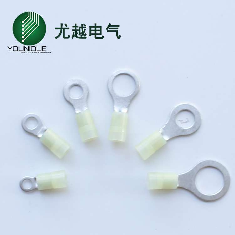 RVN5.5尼龙绝缘护套冷压端子圆型接线鼻OT圆形铜线鼻子环形端子