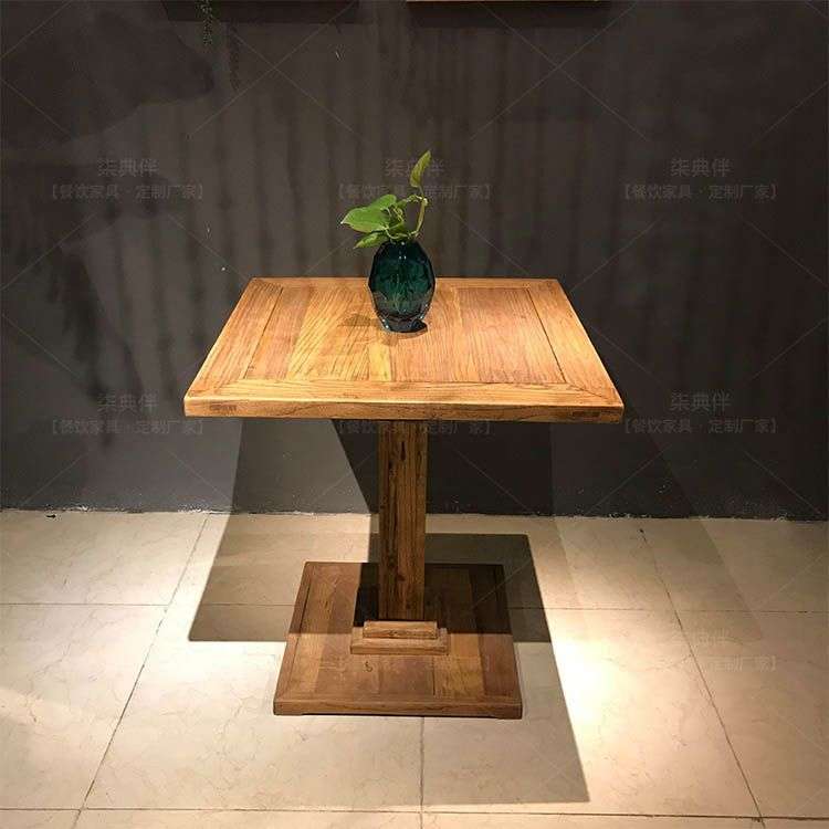 漫咖啡桌椅老榆木餐桌复古做旧原实木家具谁的咖啡漫猫休闲大桌子