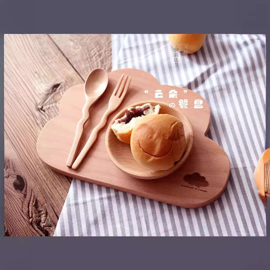 可爱榉木托盘/整木寿司迷你砧板/一人食早午餐木盘