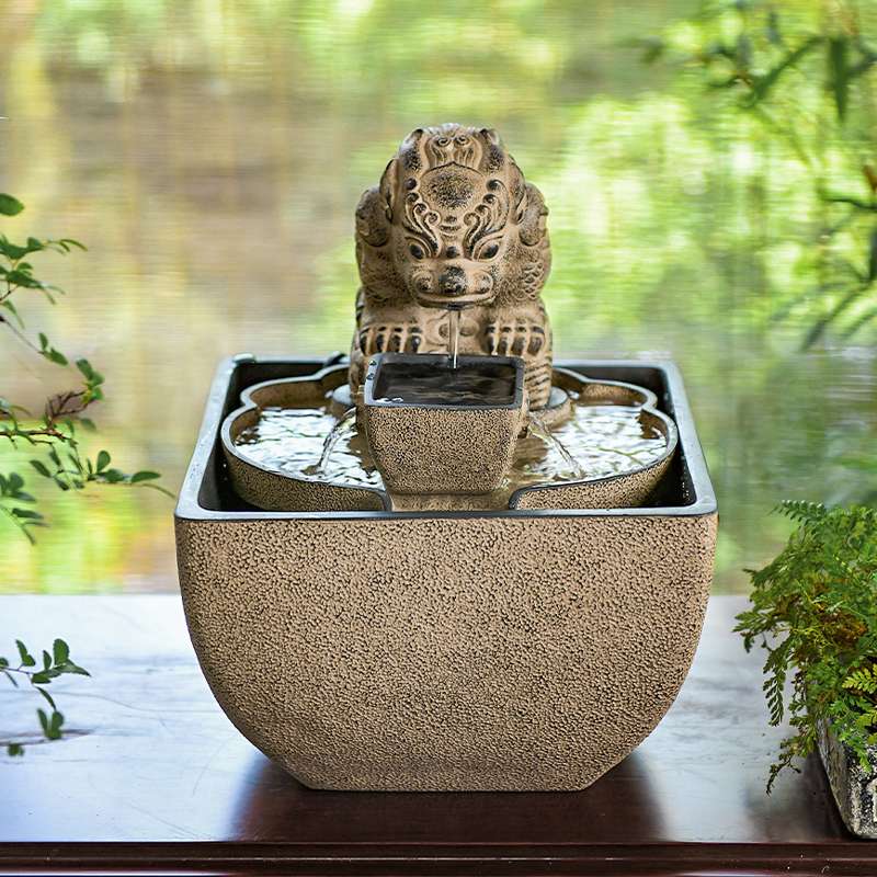 流水摆件循环水生财水风吸水神兽金蟾吐水日进斗金桌面水系景观