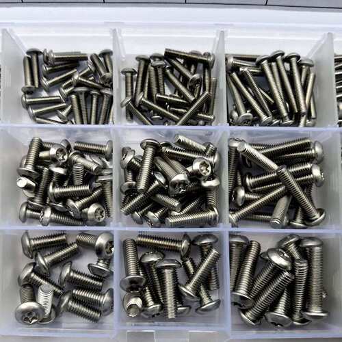 M3M4M5 304不锈钢防盗带柱螺丝半圆头带柱防盗家用螺丝225PCS