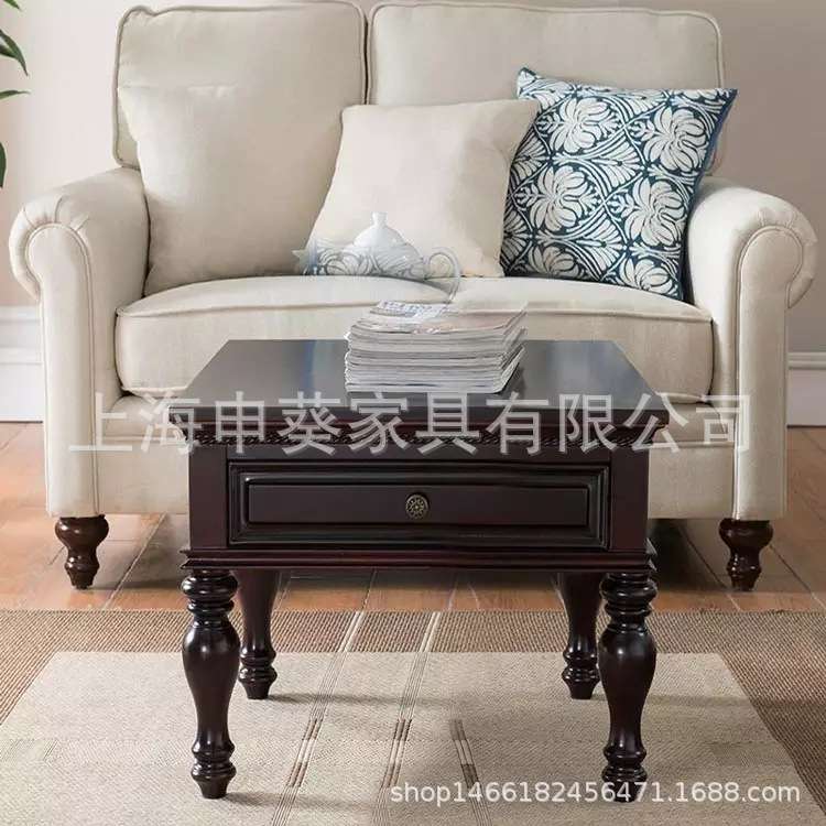 美式角几黑色欧式方几床头边柜实木边几电话桌客厅小边几沙发边柜