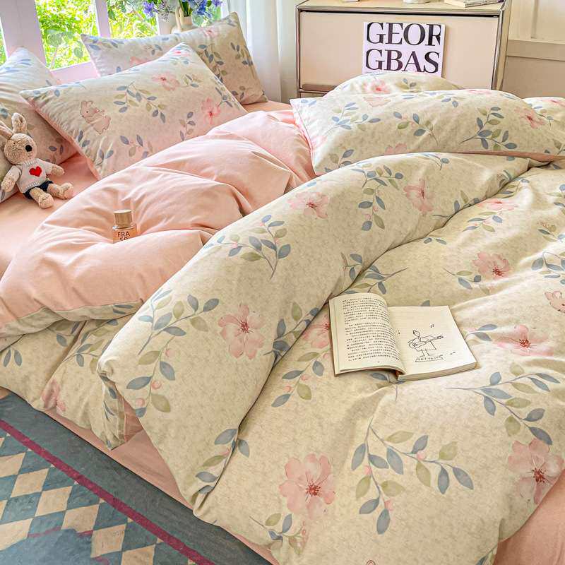 秋冬新款亲肤舒适印花磨毛床上四件套床单床笠被套单人床三件套