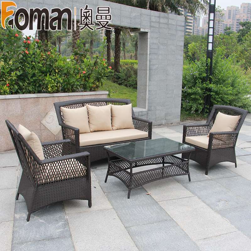 户外休闲藤编沙发咖啡厅阳台藤椅沙发双人位藤沙发椅卡座茶几组合