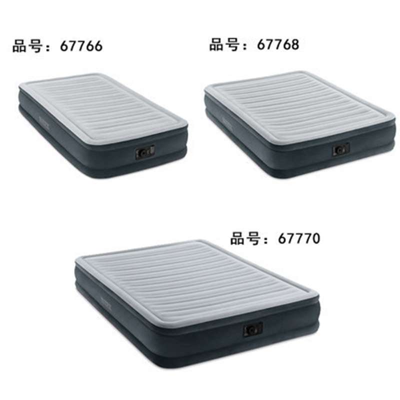 INTEX67770内置电泵设计充气床豪华灰白双层双人加大充气垫户外
