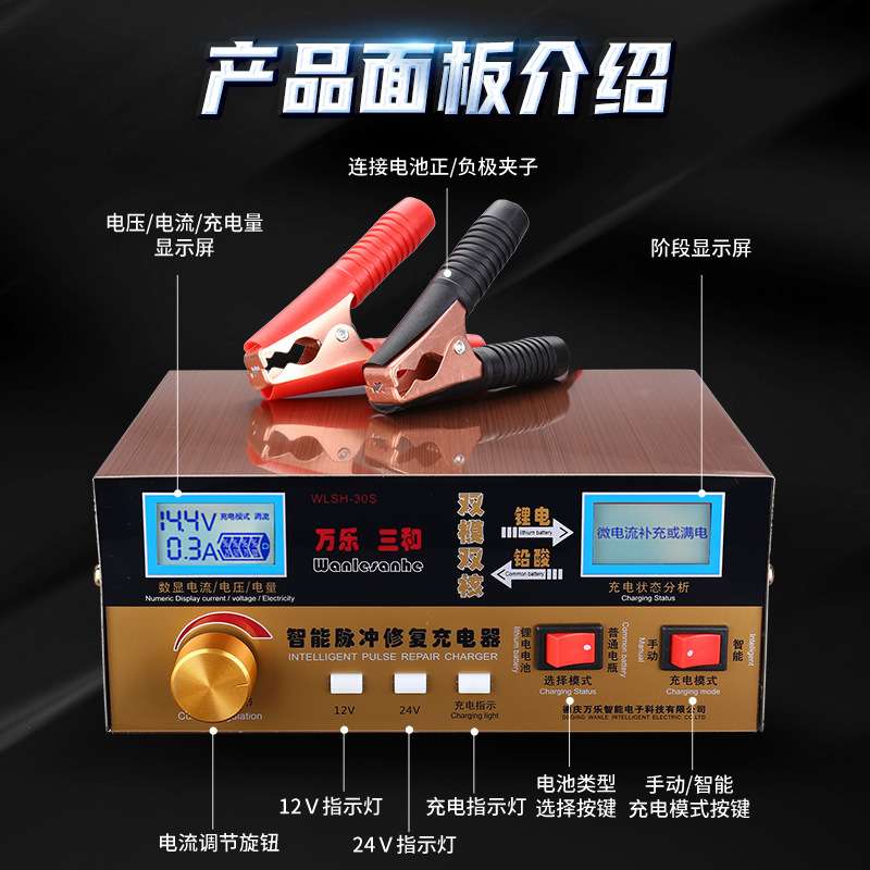 厂家12v24V蓄电池充电器智能汽车电瓶充电器纯铜芯12伏电瓶充电器