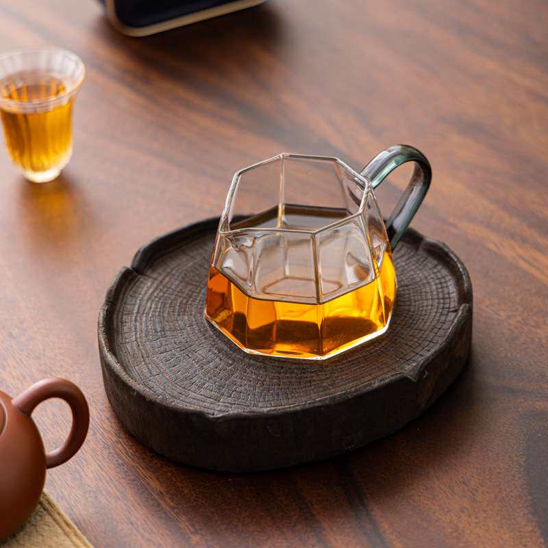 高硼硅八方带把公道杯耐高温加厚玻璃茶漏泡茶器防烫茶海分茶器图片