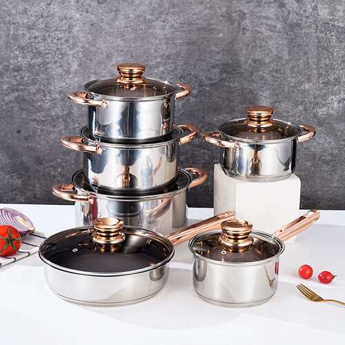 亚马逊不锈钢锅具套装套件外贸货源pots加厚cookware厨具汤锅炊具