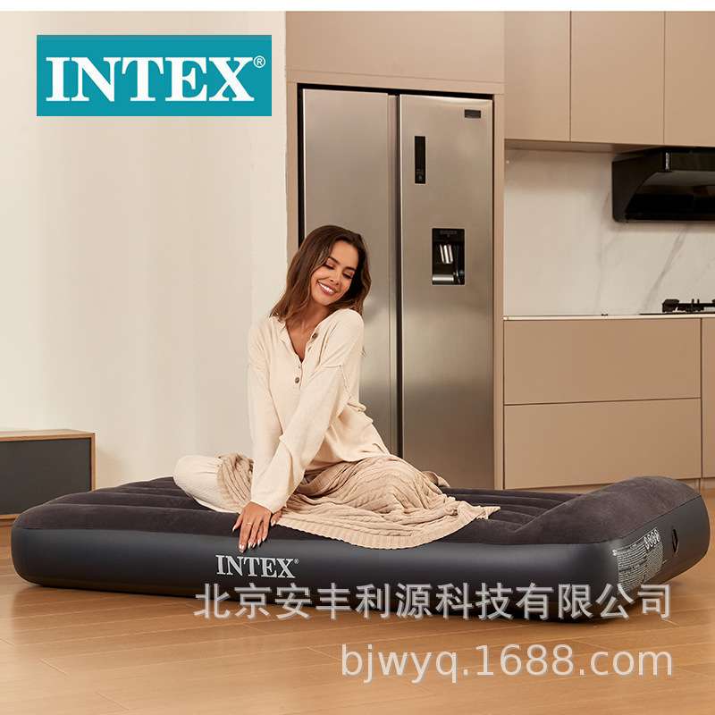 INTEX64141户外野营便携充气垫家用单双人充气床垫植绒气垫充气床