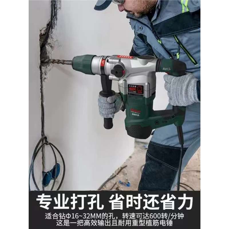 德硕电锤电镐五坑电捶打混凝土拆墙两用多功能电搞锤钻冲击钻