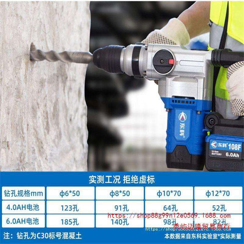 东科锂电冲击钻28离合直流充电重型电锤两用无线大功率混凝土电镐