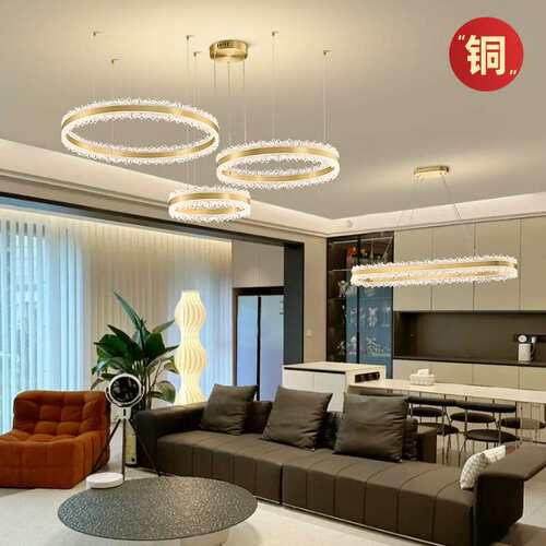 全铜法式轻奢客厅吊灯设计师款圆形餐厅卧室书房楼梯一字型组合灯