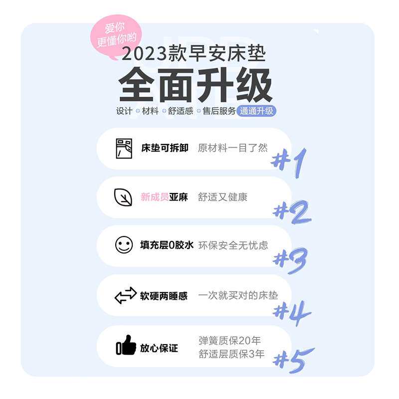 A6T床垫早安弹簧乳胶22cm厘米加厚1.8米1.5软硬垫天然家用席