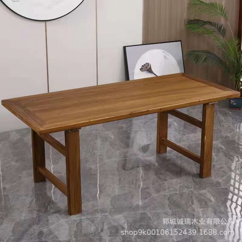 复古老榆木茶桌家用餐厅吃饭桌商务洽谈大板桌会议桌国学桌工作台