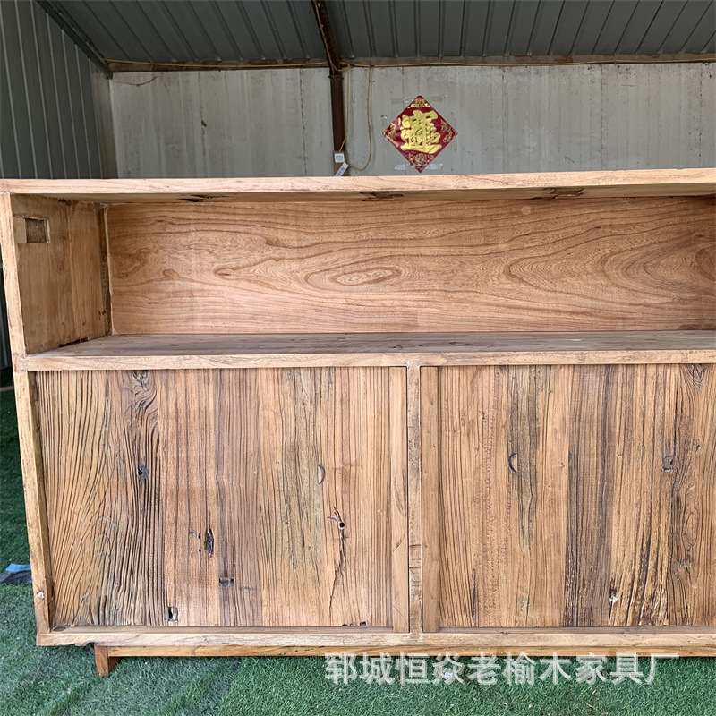 简约老榆木餐边柜实木储物柜中式边柜复古门板家用边柜靠墙柜子