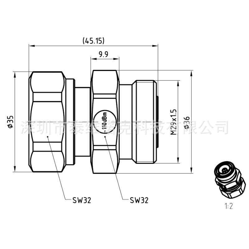 60S110-K20N1罗森伯格Rosenberger 2000M三阶交调716 DIN连接器