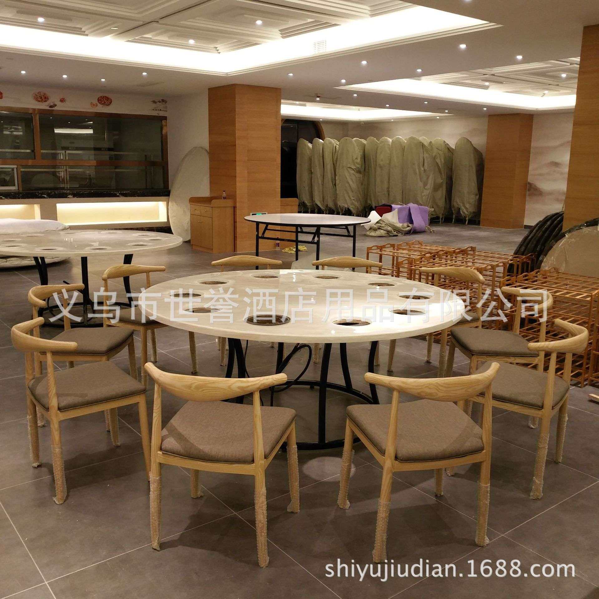 宁波台州火锅店人造大理石餐桌骨头煲火锅桌椅下沉式电池炉火锅桌