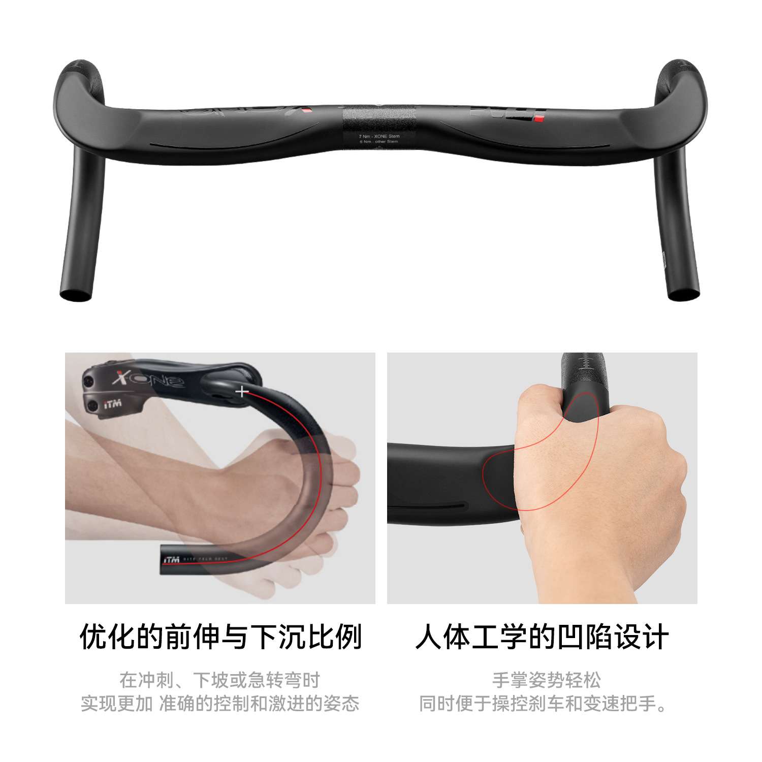 意大利ITM破风分体弯把全碳纤维公路车把轻量内走线自行车瓜车把