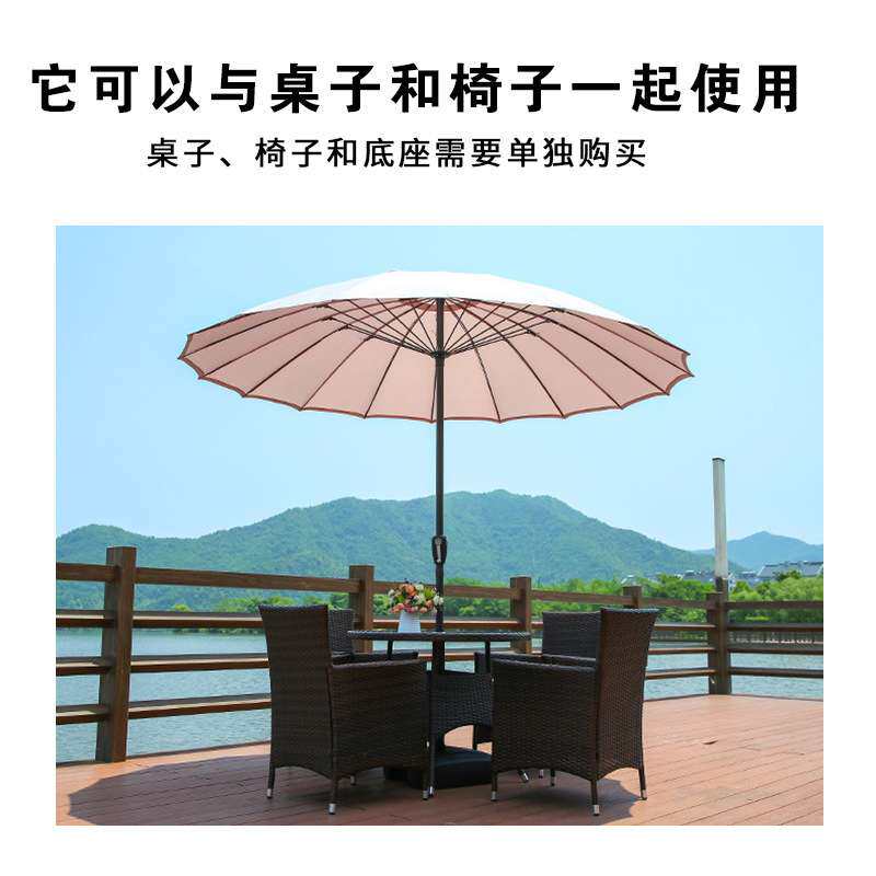 玻纤伞露台户外遮阳伞庭院中柱伞花园太阳伞直杆24骨玻纤摇手伞