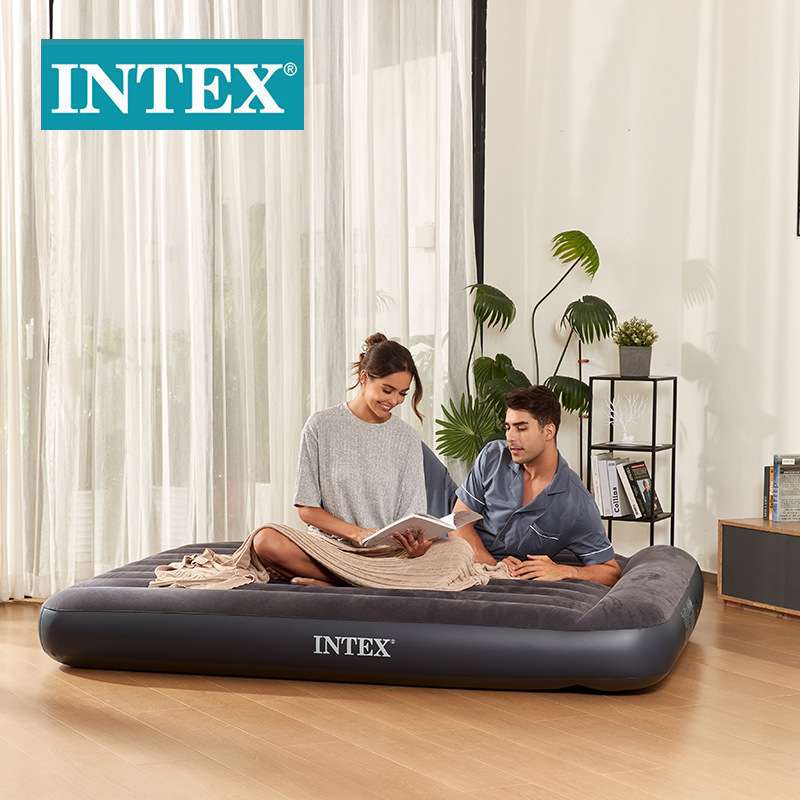intex 64143 户外野营便携充气床家用单双人充气床垫植绒气垫现货