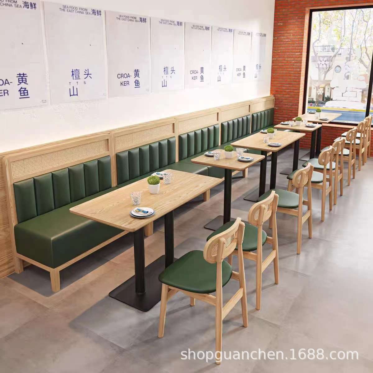主题中西餐厅实木靠墙卡座沙发餐桌椅东南亚泰式日料饭店餐饮家具