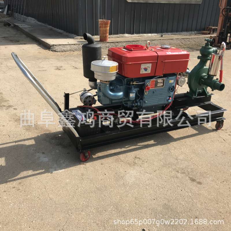 自带发电机柴油抽水泵 柴油手推抽水泵 30马力柴油机12寸蜗壳泵