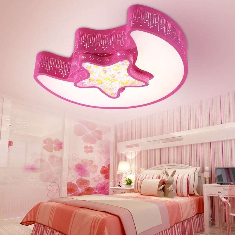 现代简约星星月亮LED吸顶灯卧室灯书房灯具儿童房灯三色调光全屋