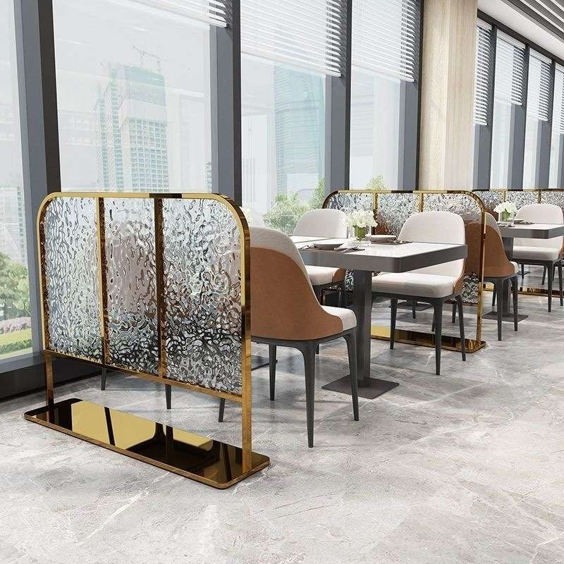 房间过道装饰不锈钢移动屏风网红吧半墙围栏餐厅免打孔玻璃隔断