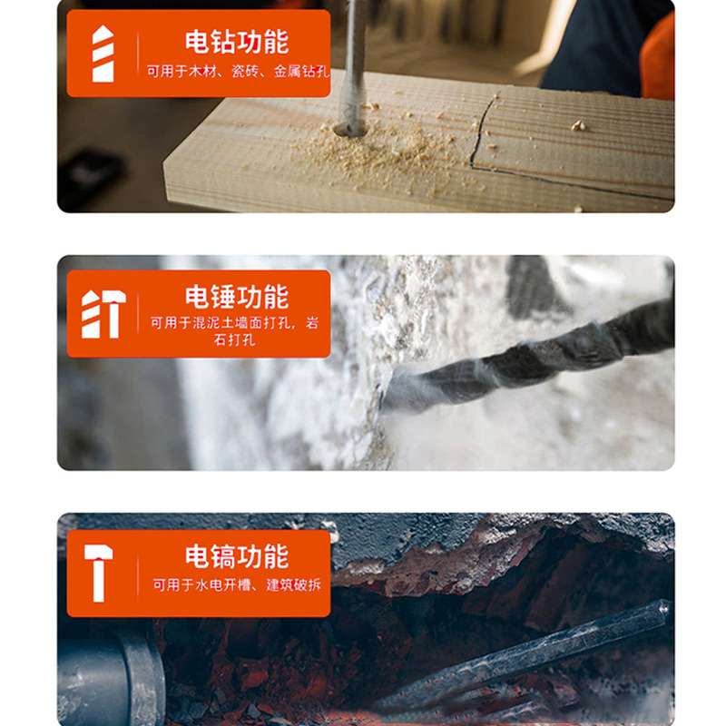 65A大功率电镐手持电动工业级插电式多功能1200W电锤两用冲击钻