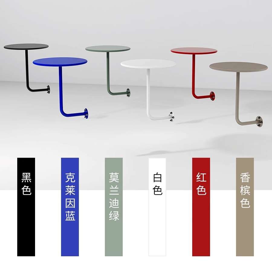 简约铁艺壁挂式小圆桌奶茶店简易固定式餐桌咖啡店卡座金属风茶几
