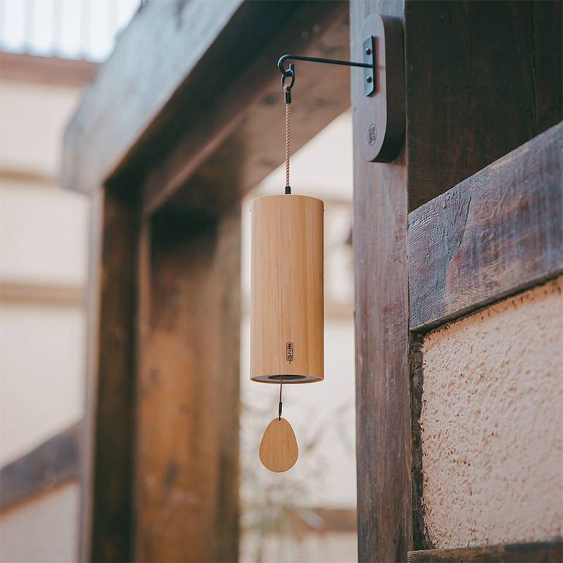 溥畔年 风之诗和弦竹风铃挂钩免打孔胡桃木实木日式门挂墙壁墙面