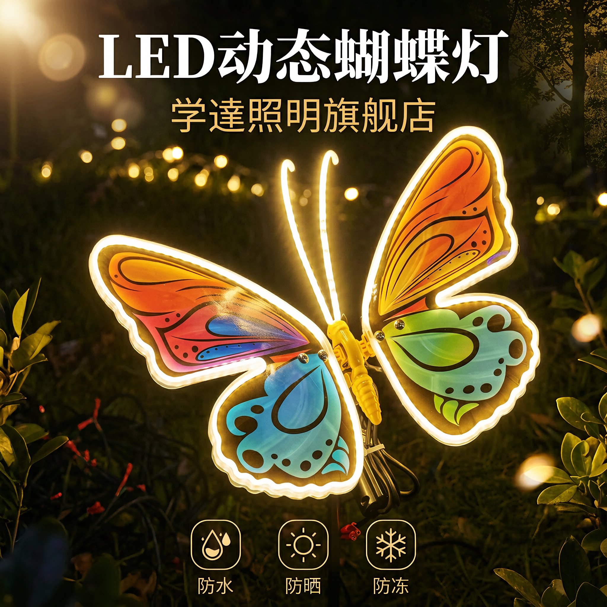 太阳能户外蝴蝶灯LED公园景区景观灯亮化氛围昆虫防水动态装饰灯