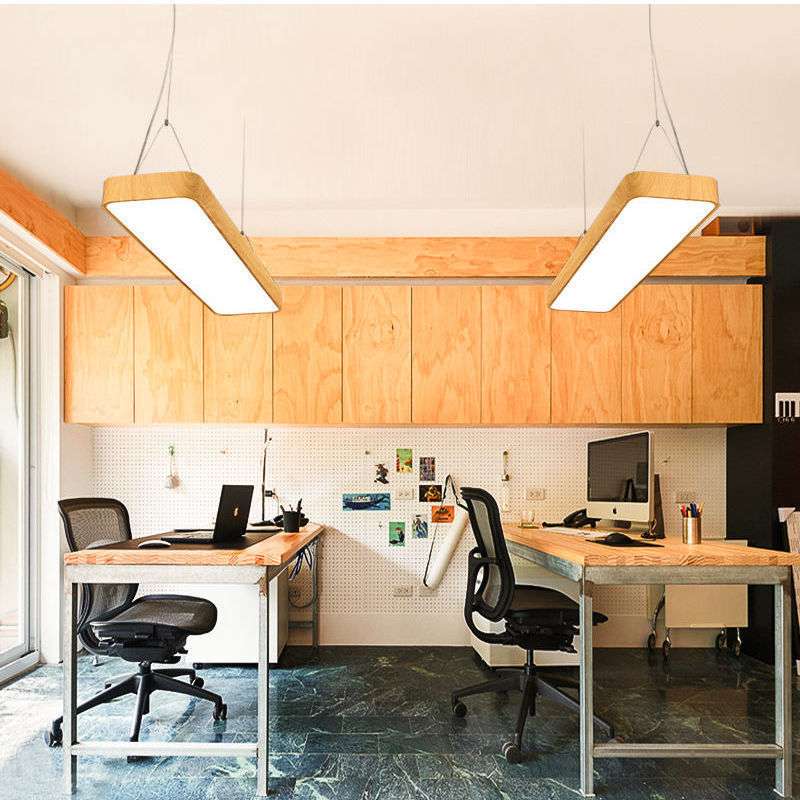 木纹办公室吊灯LED长条灯吸顶用条形圆形教室现代简约超亮灯具