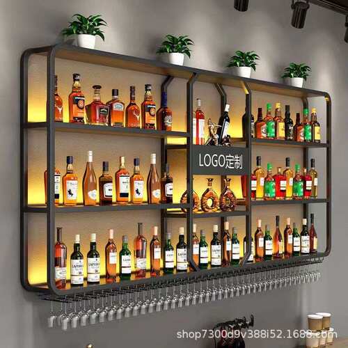墙上酒架轻奢餐厅酒吧烧烤店吧台靠墙铁艺多层挂墙置物架壁挂式