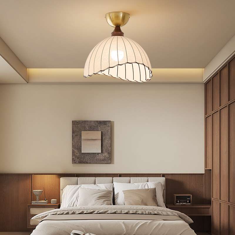 中古风创意吸顶灯过道灯布艺餐厅吧台灯阳台玄关法式复古LED灯具