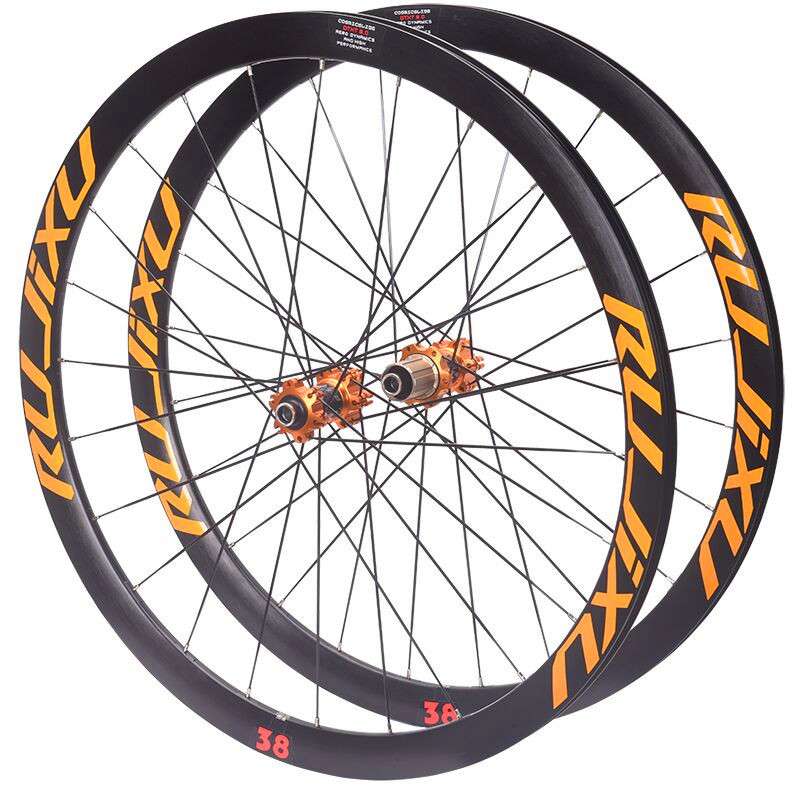 700c RUJIXU 120响框高38纯公路碟刹轮组碳纤维管花鼓六孔中心锁