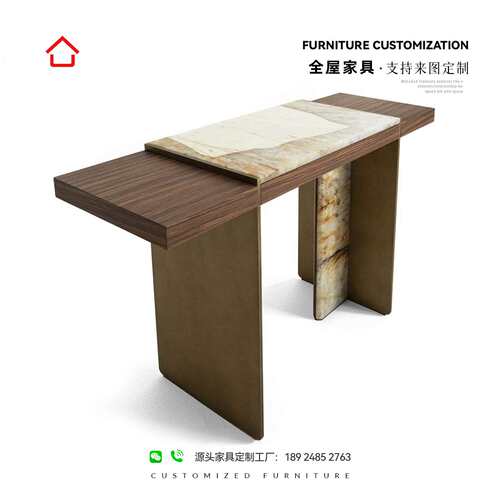 意式轻奢岩板玄关桌条案门厅入户玄关桌端景台装饰柜条案大理石桌