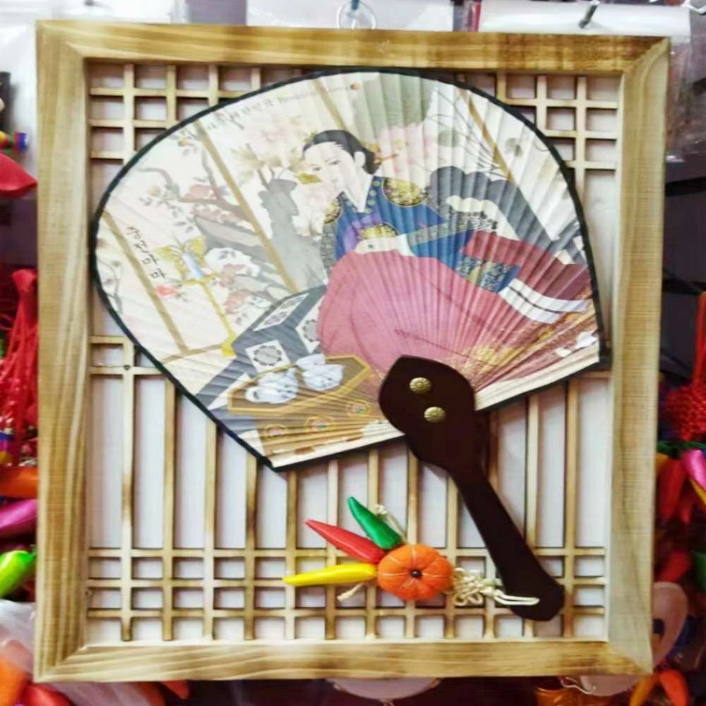 韩式创意太极扇子辣椒布艺相框组合家居客厅餐厅装饰挂件墙壁挂饰