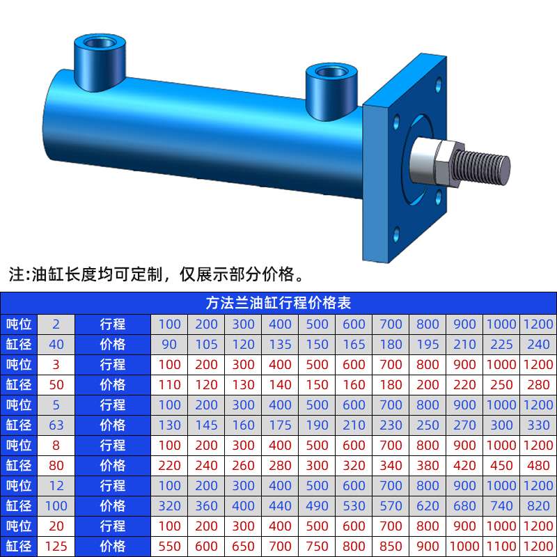 上下方法兰双向油缸1吨2吨油顶液压站可定 制做升降打孔千斤顶起