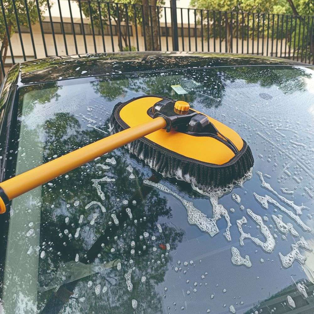 汽车雪尼尔弯杆伸缩洗车拖把 车载洗刷子软毛清洗擦车冼车工具