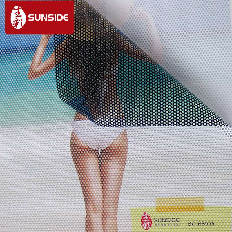 厂家供应 透明单孔透单向透视玻璃贴 喷绘写真户外贴纸