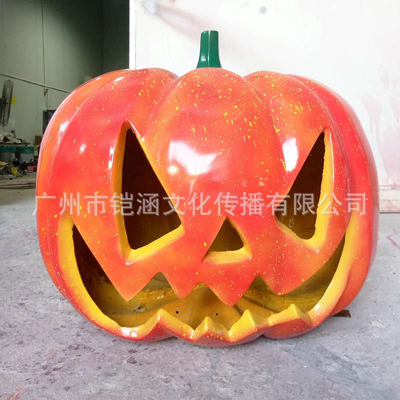 泡沫雕塑万圣节装饰道具大型南瓜模型骷颅头玻璃钢雕塑骷髅头摆件