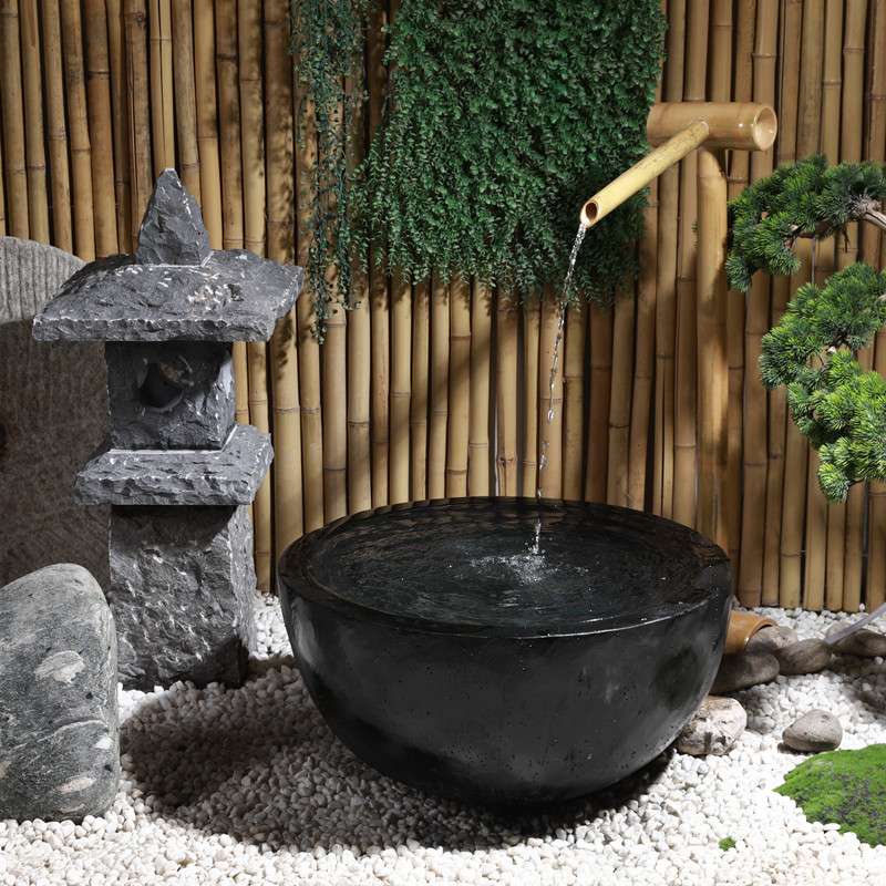 日式庭院流水景观摆件石槽水钵养花石钵户外园林竹子滴水缸青石盆