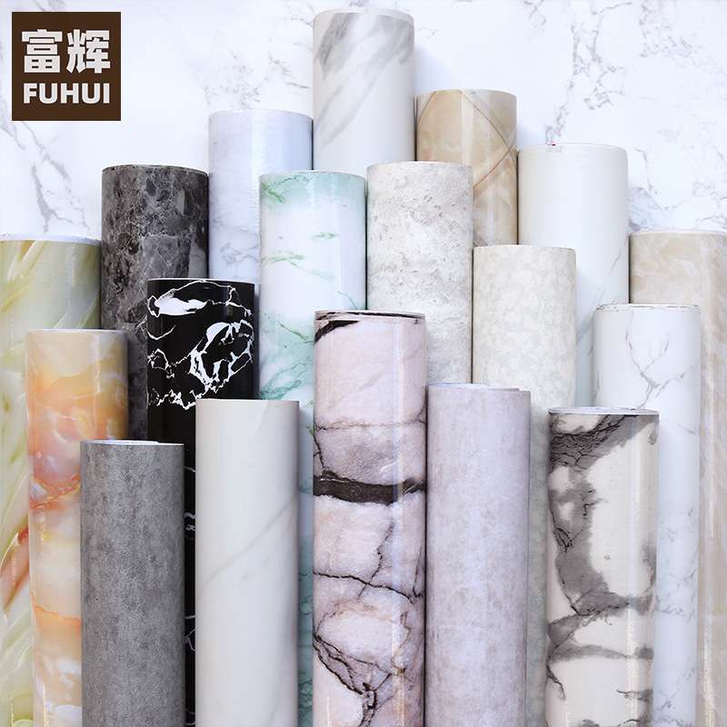 大理石纹墙纸自粘 防水防潮壁纸桌面家具翻新厨房防油贴纸50米