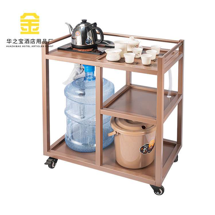 酒楼酒水车茶水车移动泡茶车不锈钢服务车煮茶车家用餐厅小型茶桌