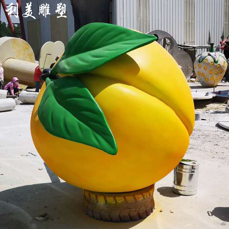 仿真桃子黄桃雕塑玻璃钢水果大型园林景观果蔬农产品采摘园摆件