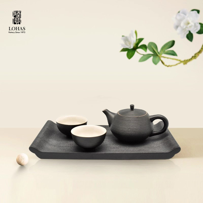 台湾陆宝一壶二杯茶具套装侘寂风禅意泡茶茶壶单杯书香品茗茶礼