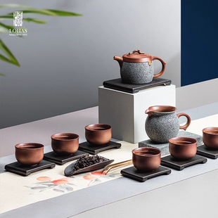 陆宝茶具套装轻奢高档家用陶瓷功夫茶具办公室一壶六杯泉林雅集